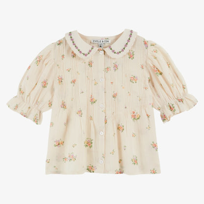 Smock Floral Blouse And Bloomer - Cream