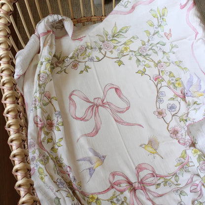 Muslin Blanket - Rose Ribbon