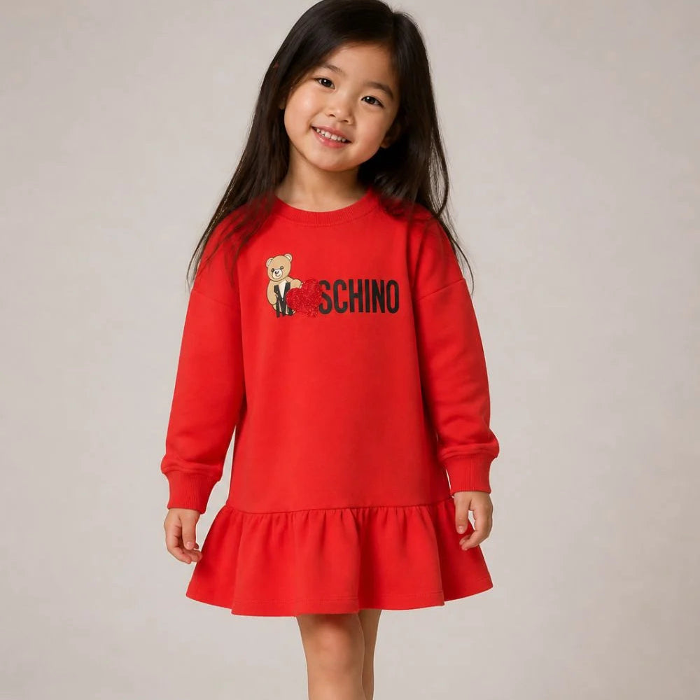 Logo Bear Dress - Poppy Red