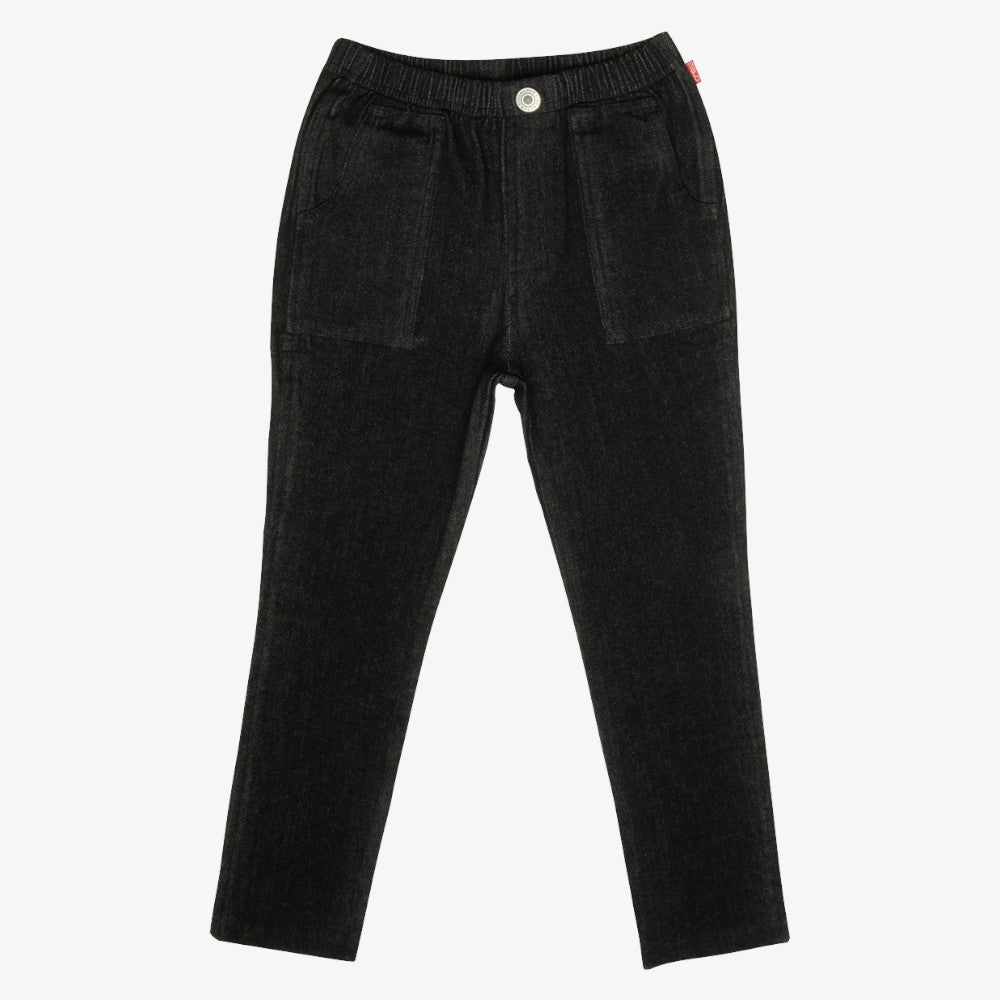 Pull On Washed Jean Pants - Black