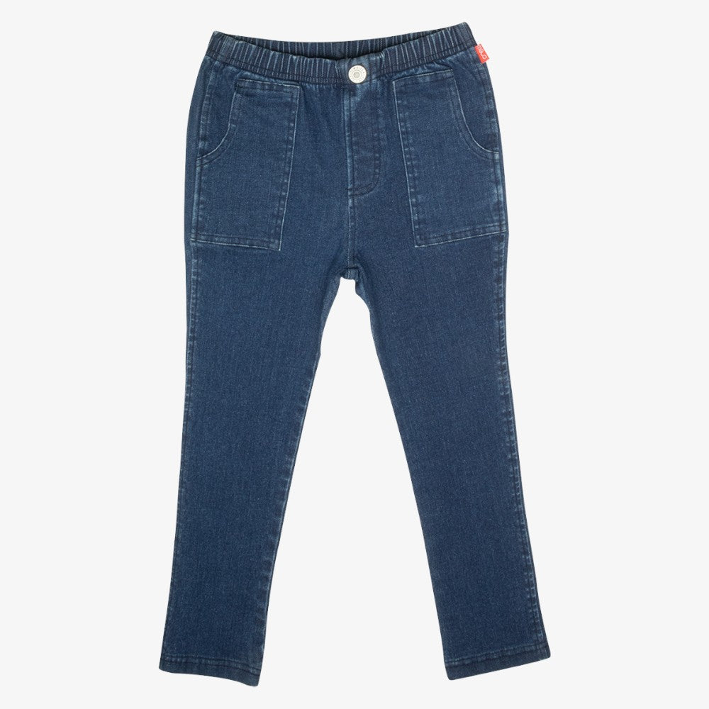 Pull On Washed Jean Pants - Blue