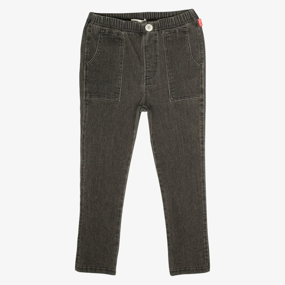 Pull On Washed Jean Pants - Grey