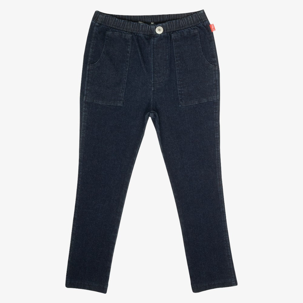 Pull On Washed Jean Pants - Navy
