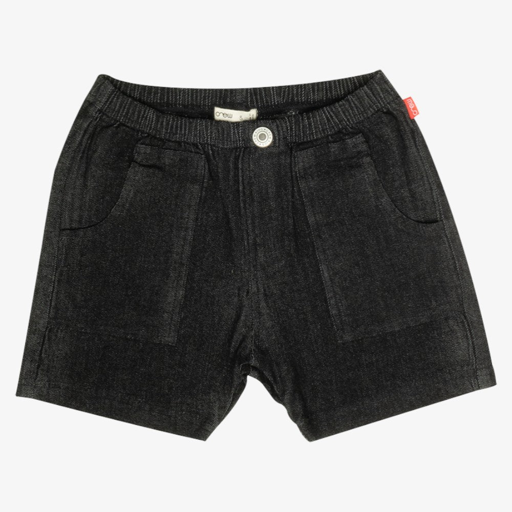 Pull On Washed Jean Shorts - Black