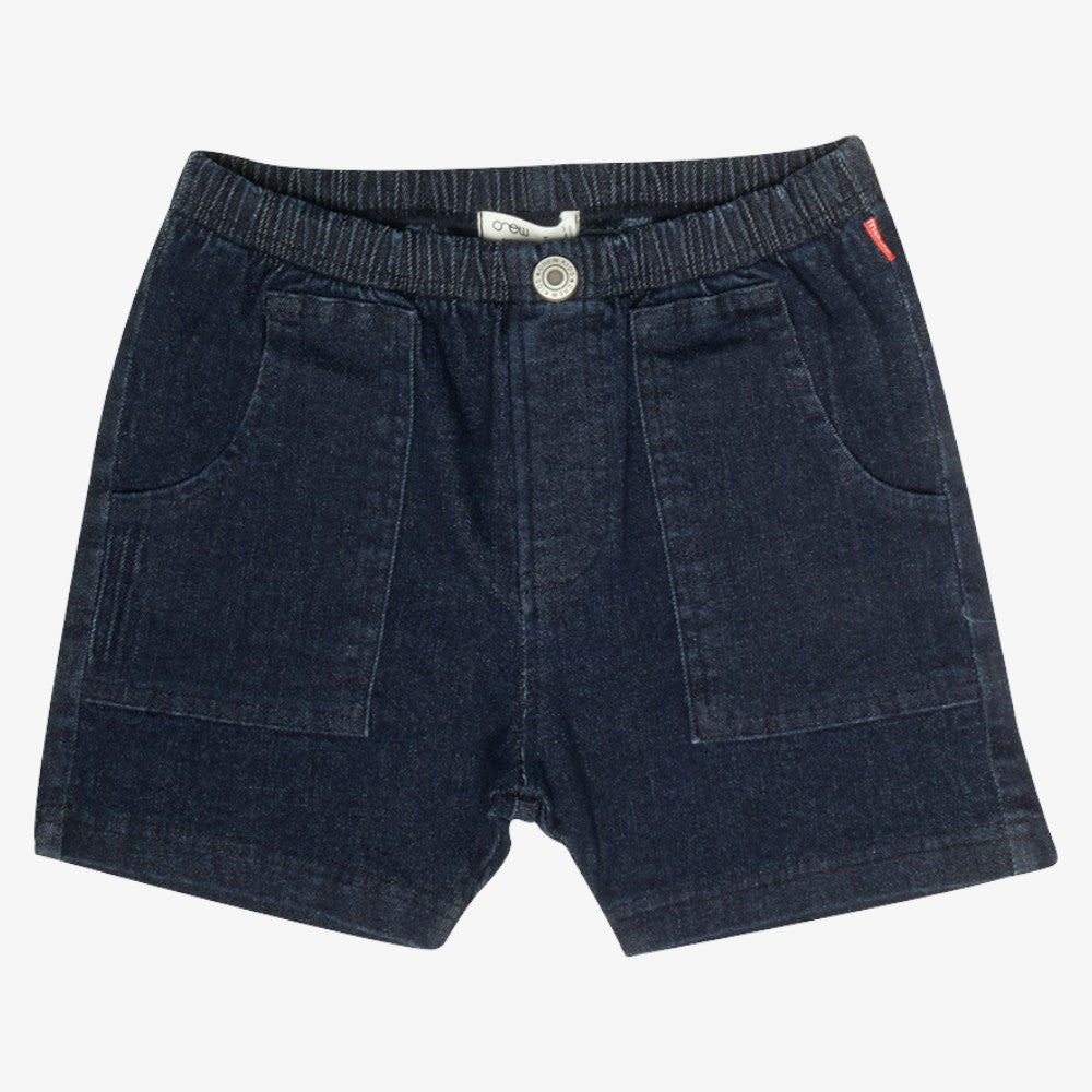 Pull On Washed Jean Shorts - Navy