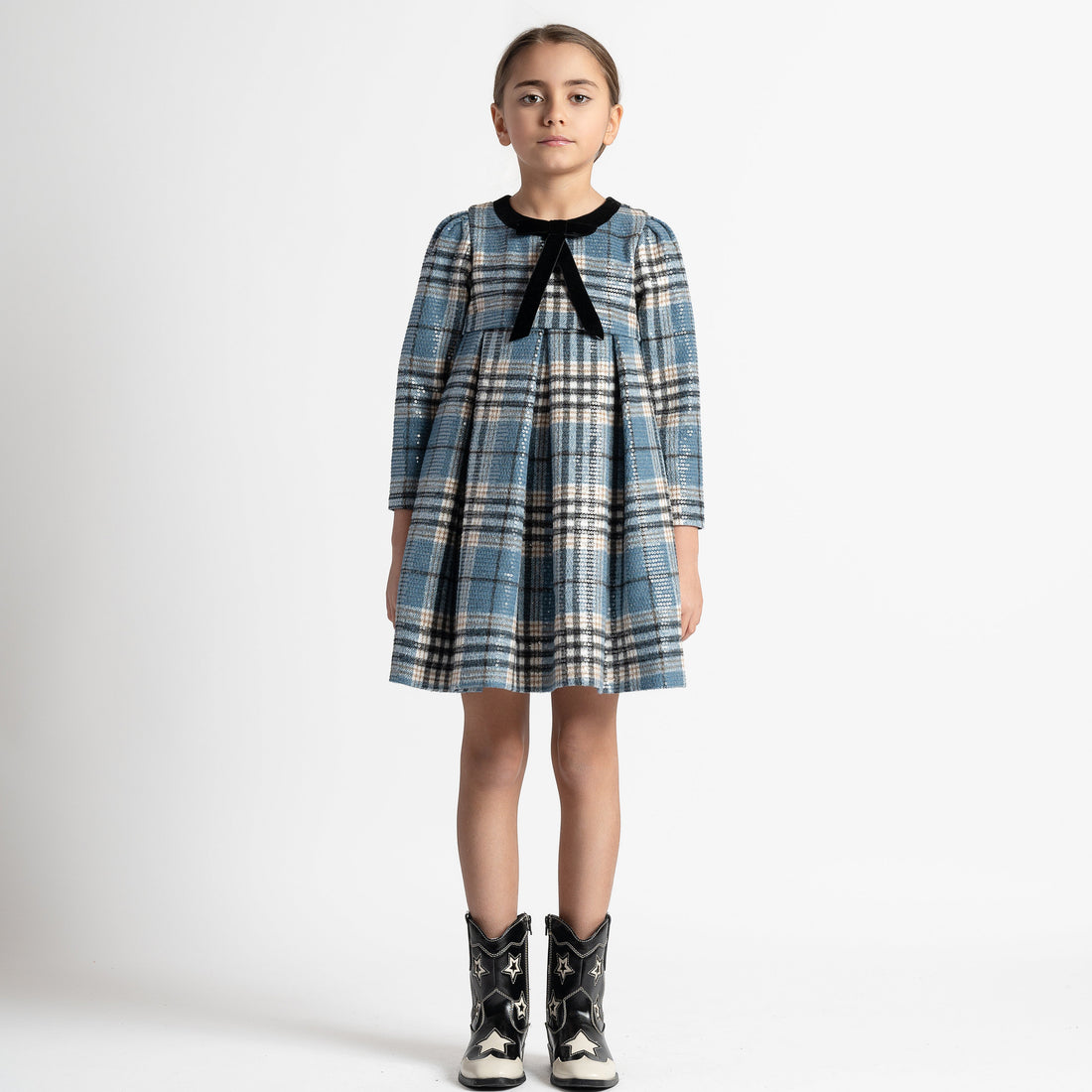 Angelica Tartan Dress - Blue