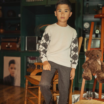 Argyle Sweater - Cream &amp; Brown