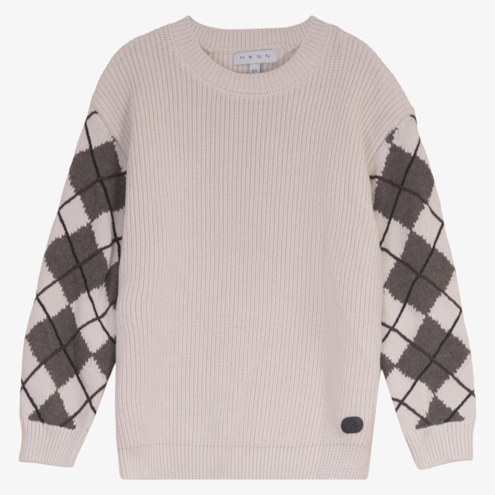 Argyle Sweater - Cream &amp; Brown