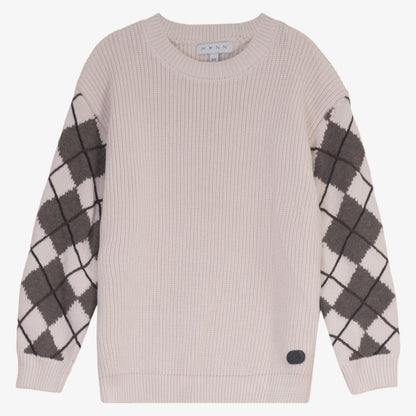 Argyle Sweater - Cream &amp; Brown