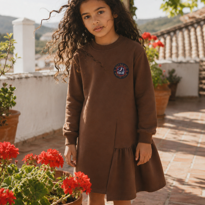 Arden Side Ruffle Dress - Chestnut