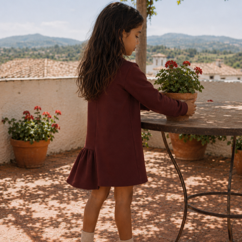 Arden Side Ruffle Dress - Cranberry