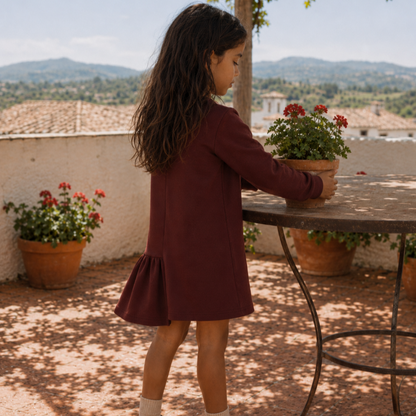 Arden Side Ruffle Dress - Cranberry