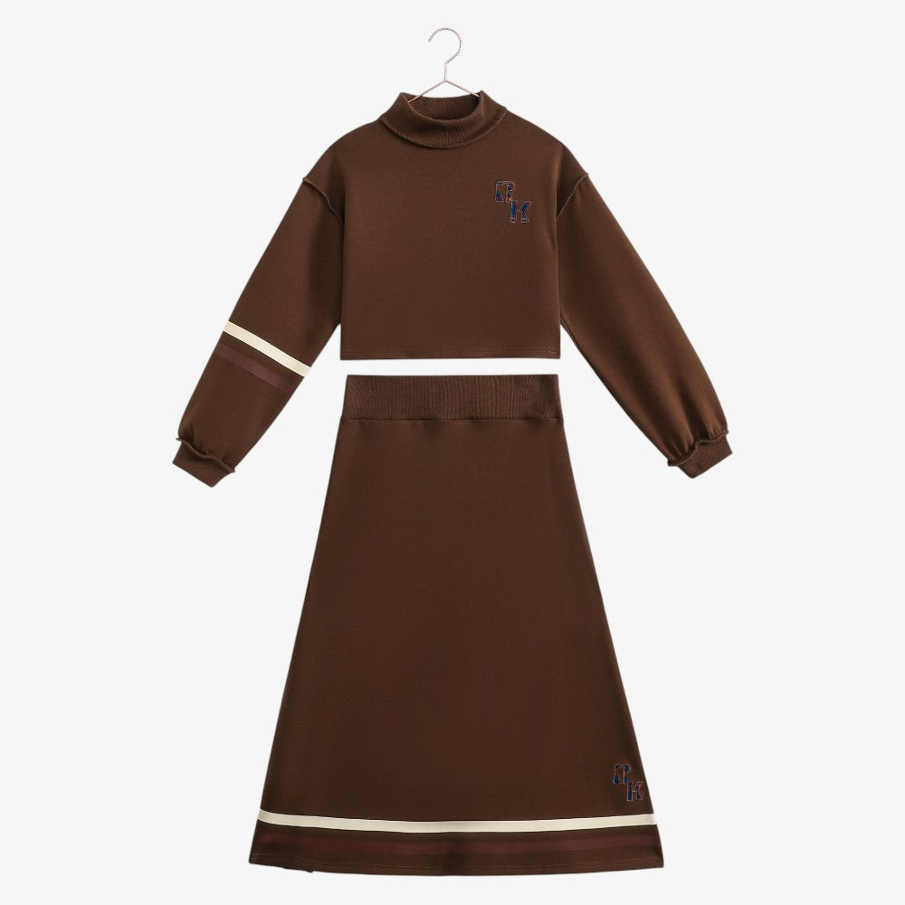 Arden Crop Top And Skirt - Chestnut