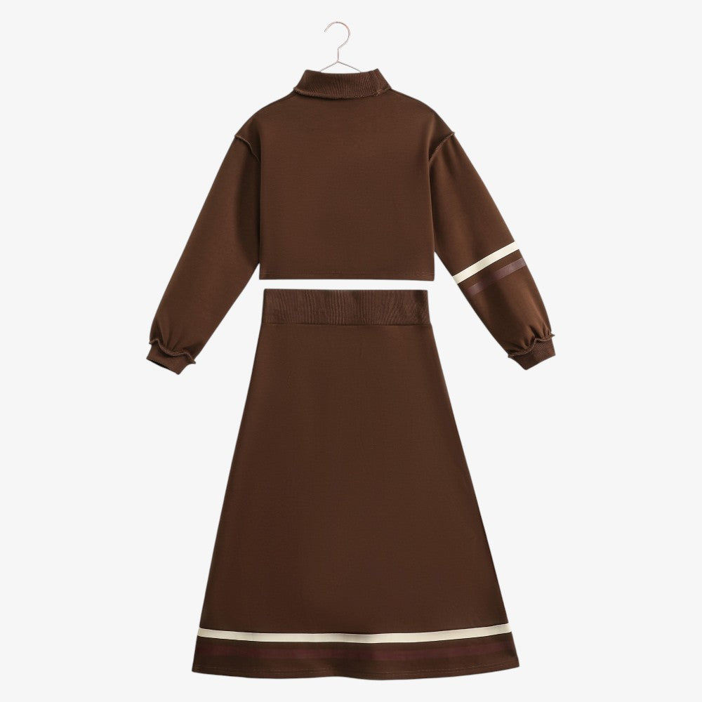 Arden Crop Top And Skirt - Chestnut