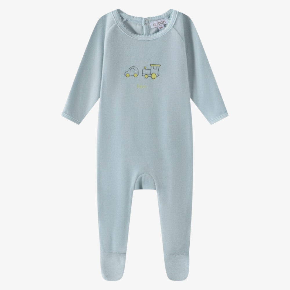 Truck Print Footie - Blue