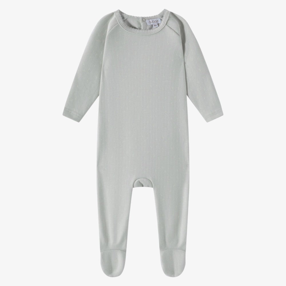 Leaf Print Footie - Blue