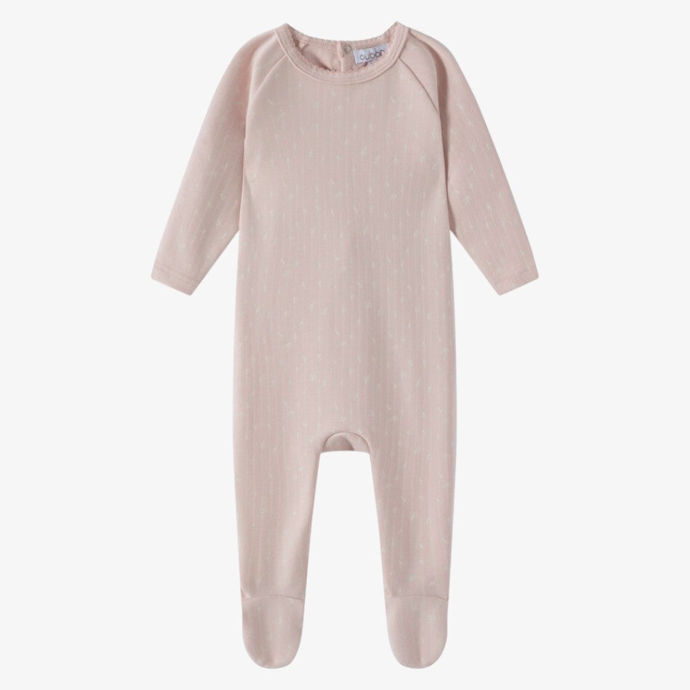 Leaf Print Footie - Pink