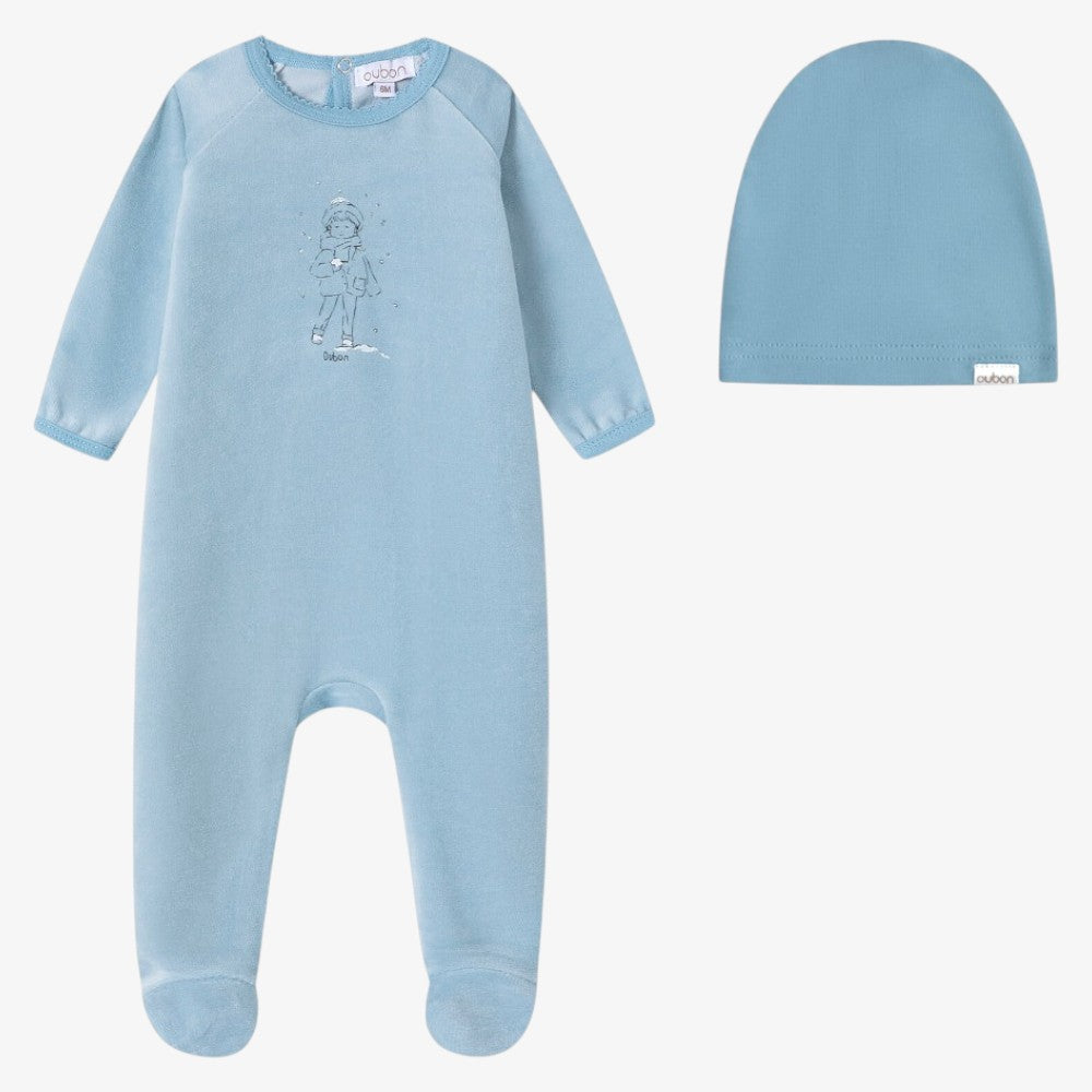 Snow Footie And Hat - Blue