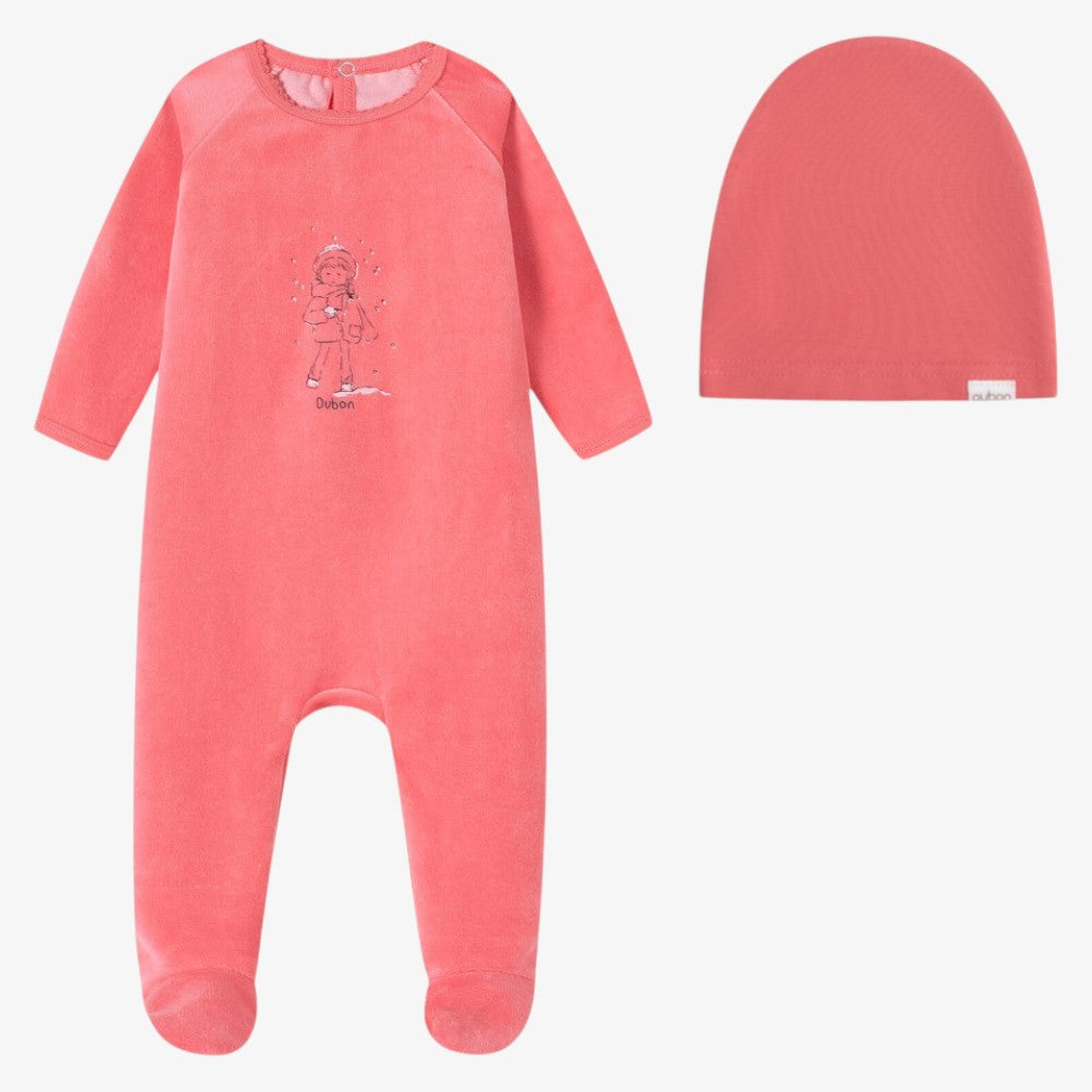 Snow Footie And Hat - Pink