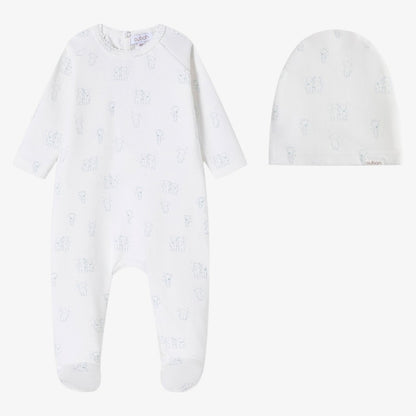 Teddy Footie And Hat - Blue