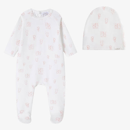 Teddy Footie And Hat - Pink