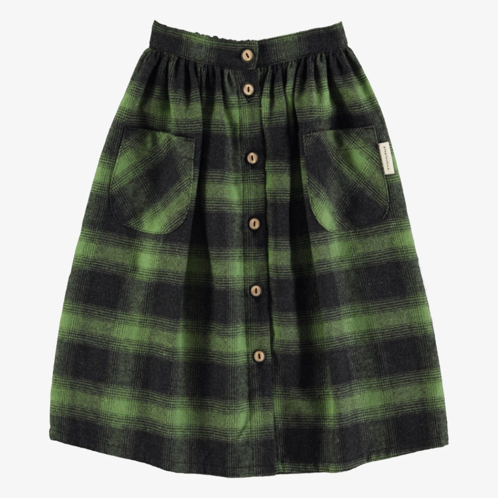 Flannel Check Skirt - Green-black