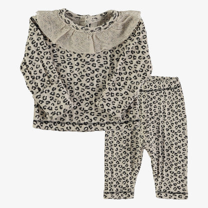 Leopard Shirt And Leggings - Light Grey