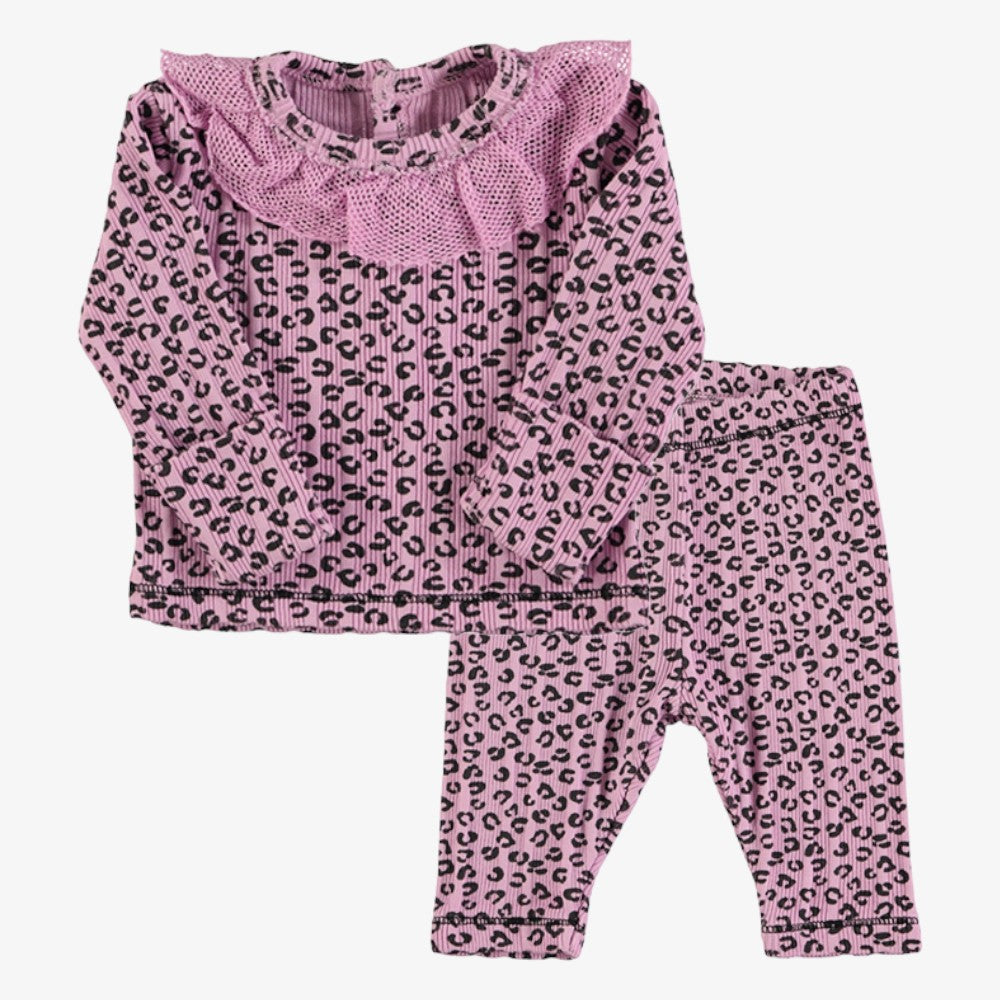 Leopard Shirt And Leggings - Pink