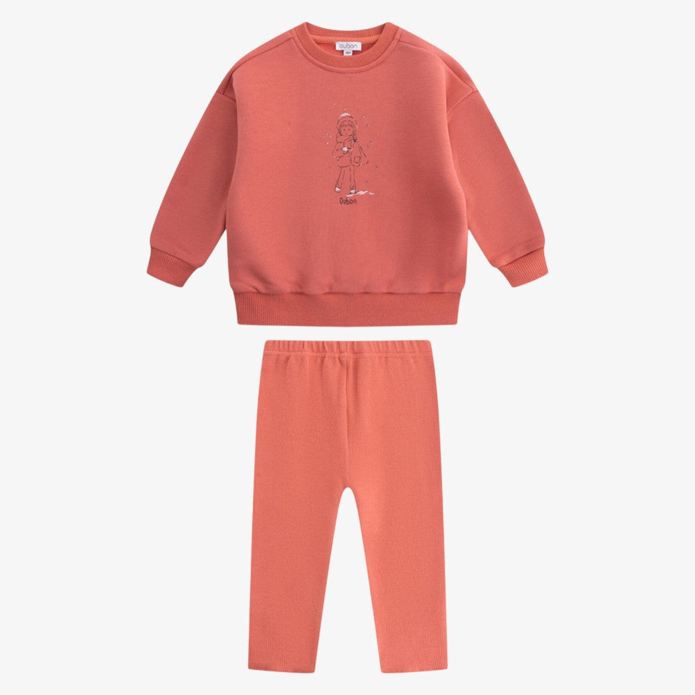 Snow Sweatshirt And Pants - Coral