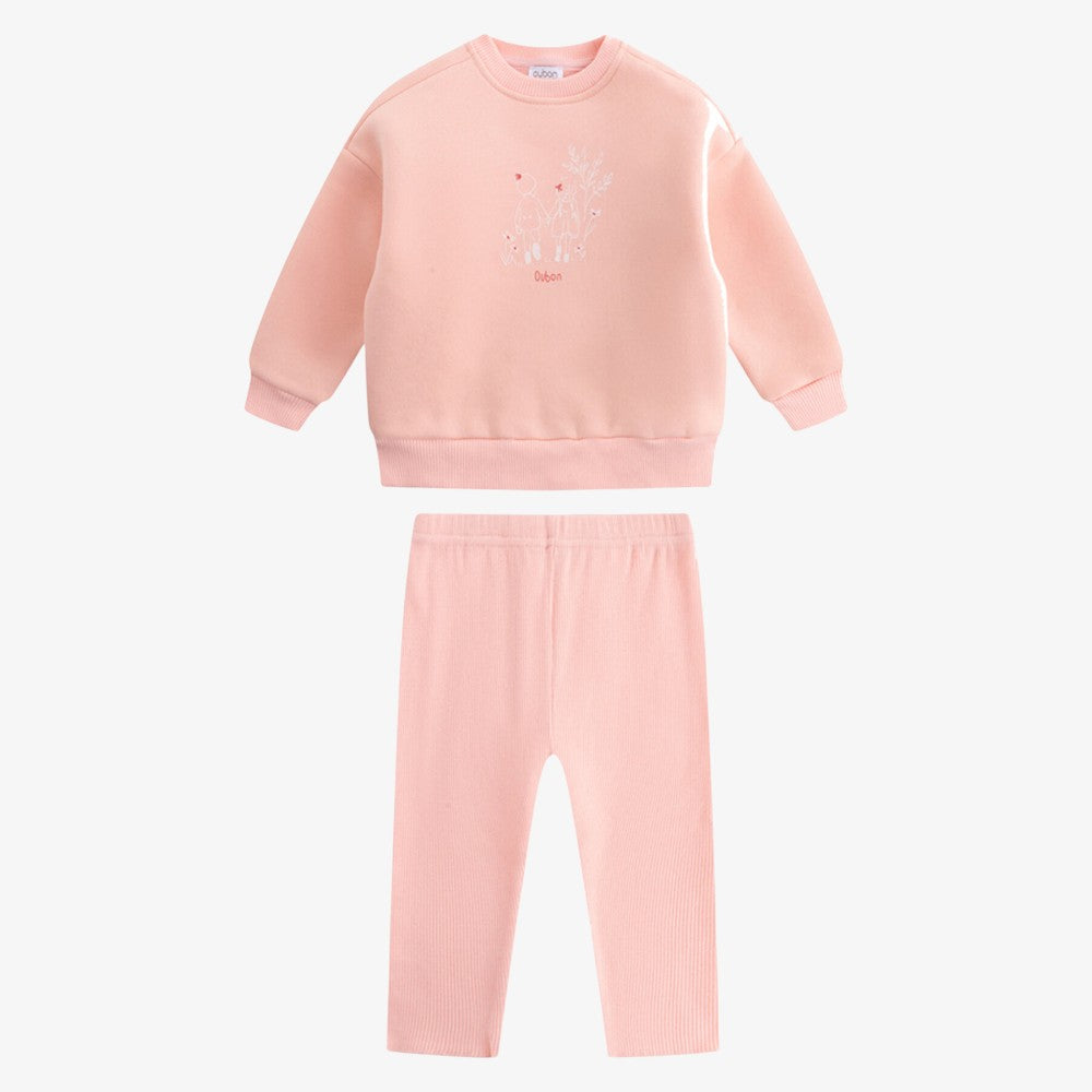 Forest Sweatshirt And Sweatpants - Pink