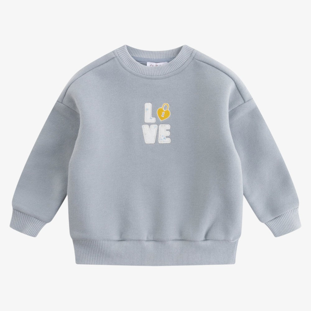Love Patchwork Sweatshirt And Pants - Blue