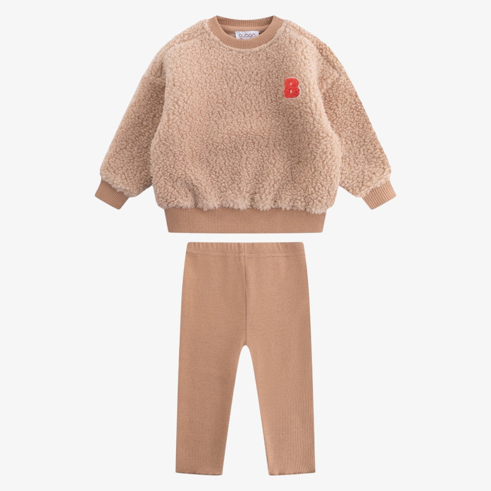 Sherpa Sweatshirt And Pants - Beige