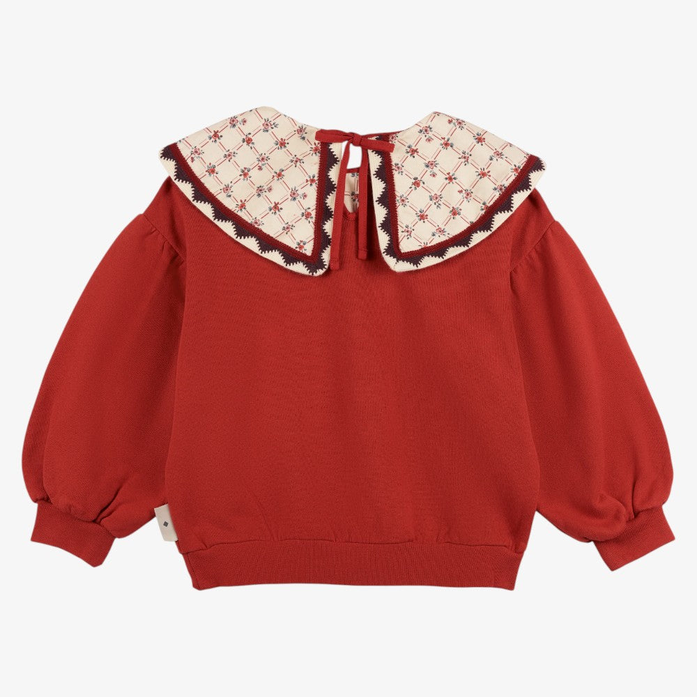 Adele Collar Sweatshirt - Deep Red