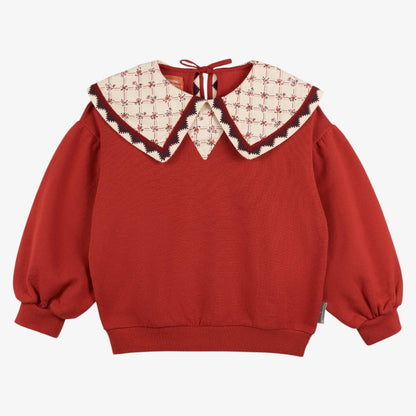 Adele Collar Sweatshirt - Deep Red