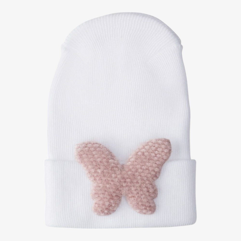 Adora Hospital Hat With Fuzzy Decal - Mauve Butterfly