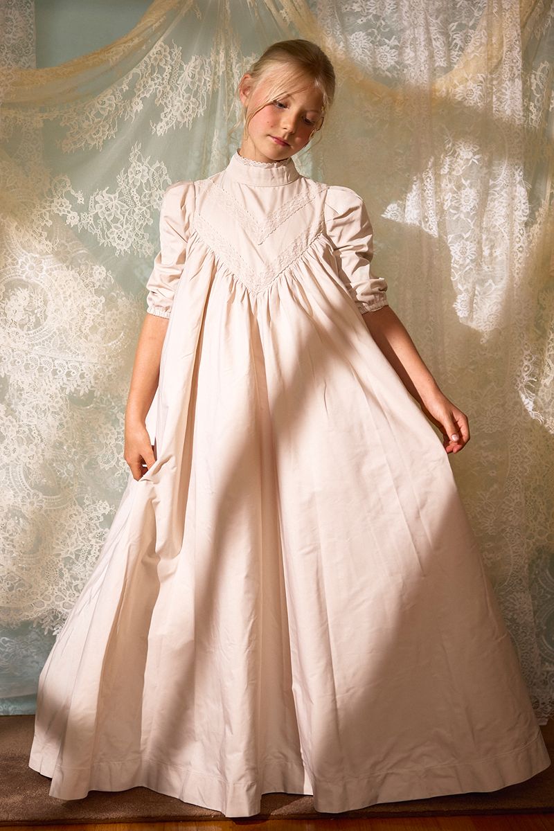 Tafetta Lace V Design Gown - Pink