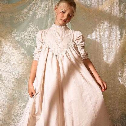 Tafetta Lace V Design Gown - Pink