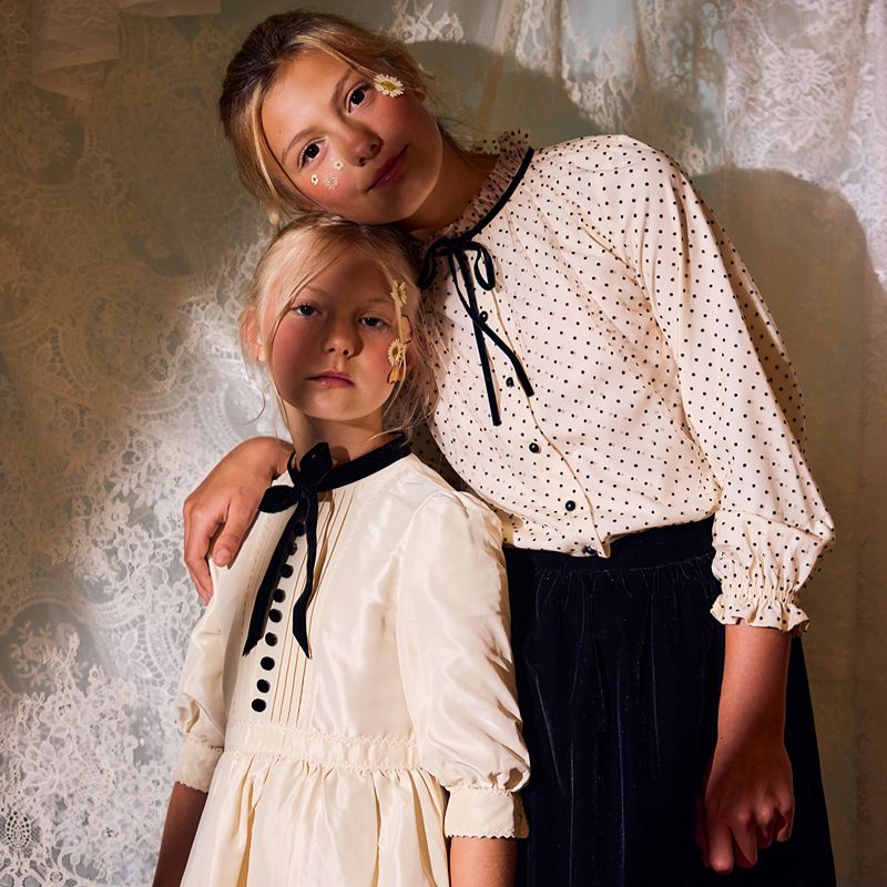 Velvet Polka Dot Blouse - Cream