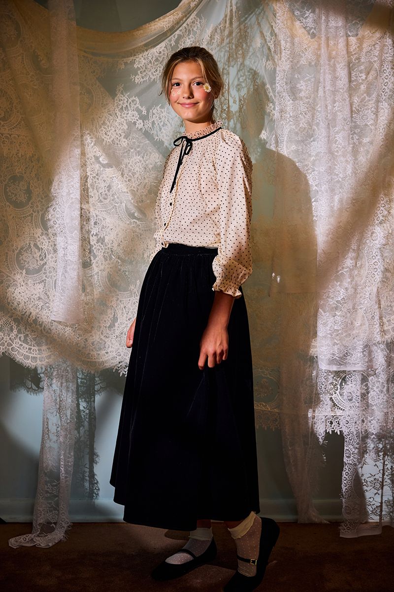Velvet Gatered Maxi Skirt - Black