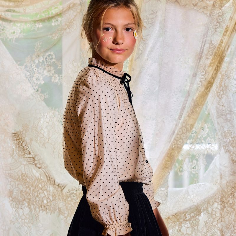 Velvet Polka Dot Blouse - Cream