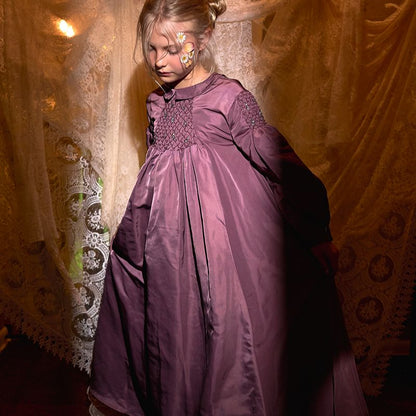 Tafetta Smock Collar Gown - Purple