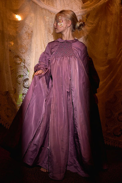 Tafetta Smock Collar Gown - Purple