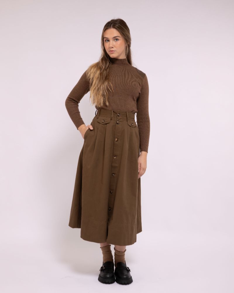 Button Skirt - Cocoa