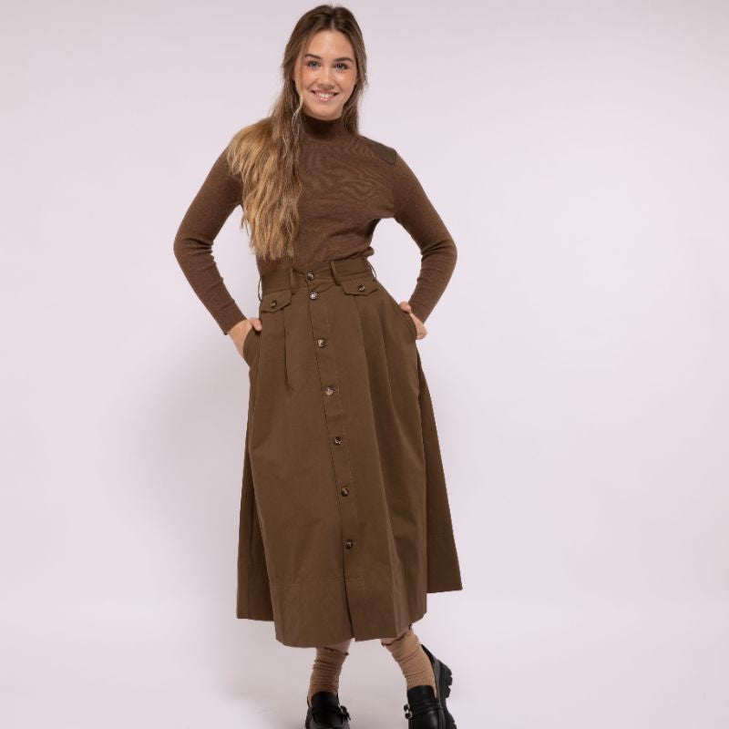 Button Skirt - Cocoa