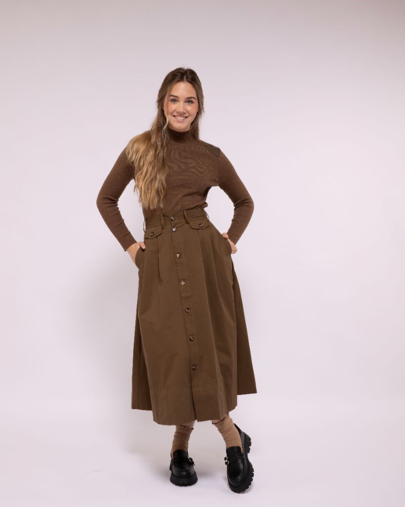 Button Skirt - Cocoa