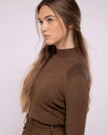 Leather Patch Sweater - Cocoa