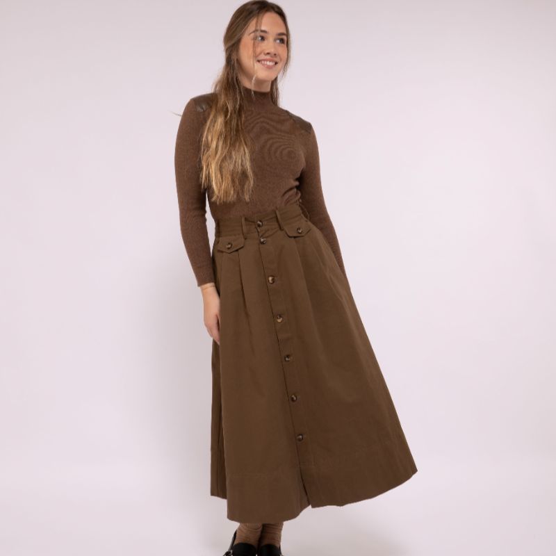 Button Skirt - Cocoa