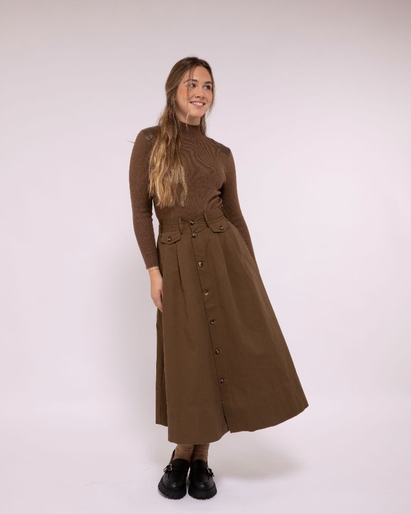 Leather Patch Sweater - Cocoa