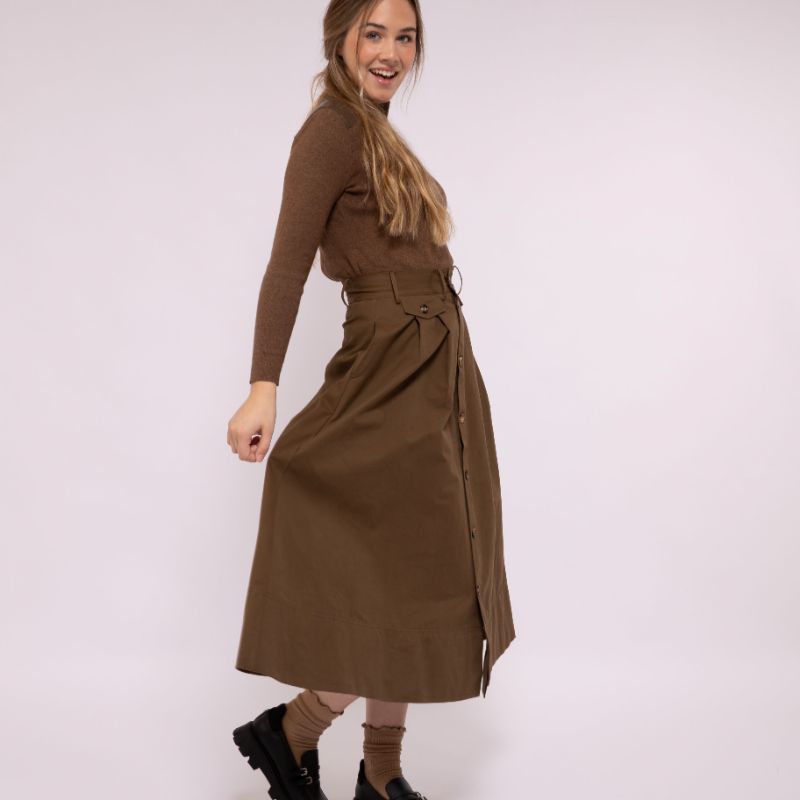 Button Skirt - Cocoa