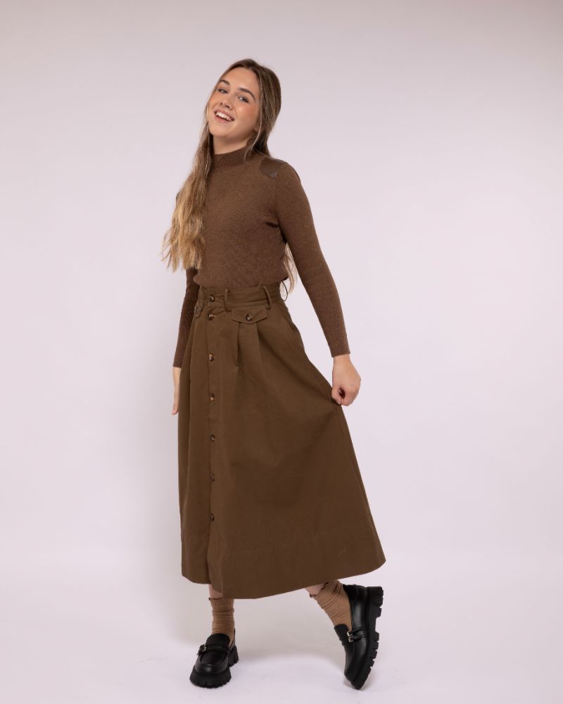 Button Skirt - Cocoa